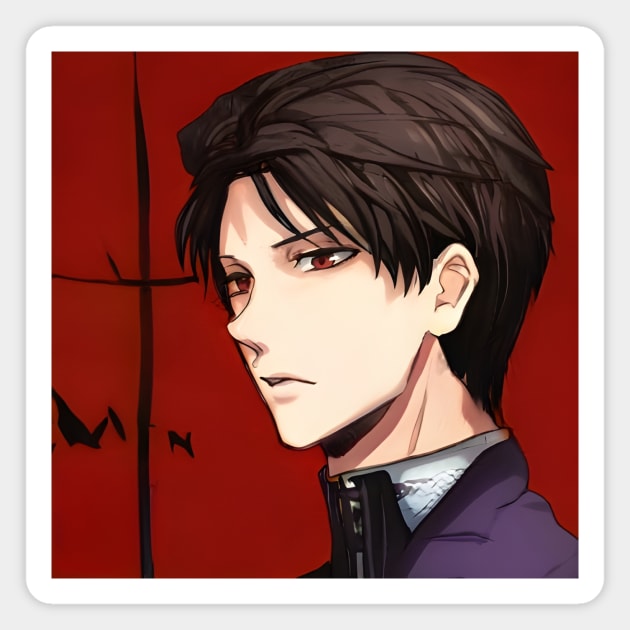 Dark Brown Hair Emo Anime Boy Magnet by animegirlnft